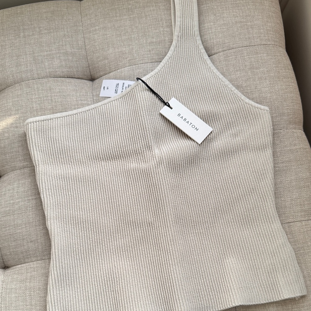 Aritzia Beige Asymmetrical Ribbed Camisole